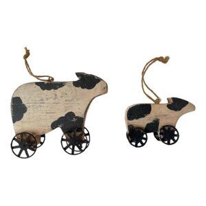 Vintage Cows on Wheels Ornaments